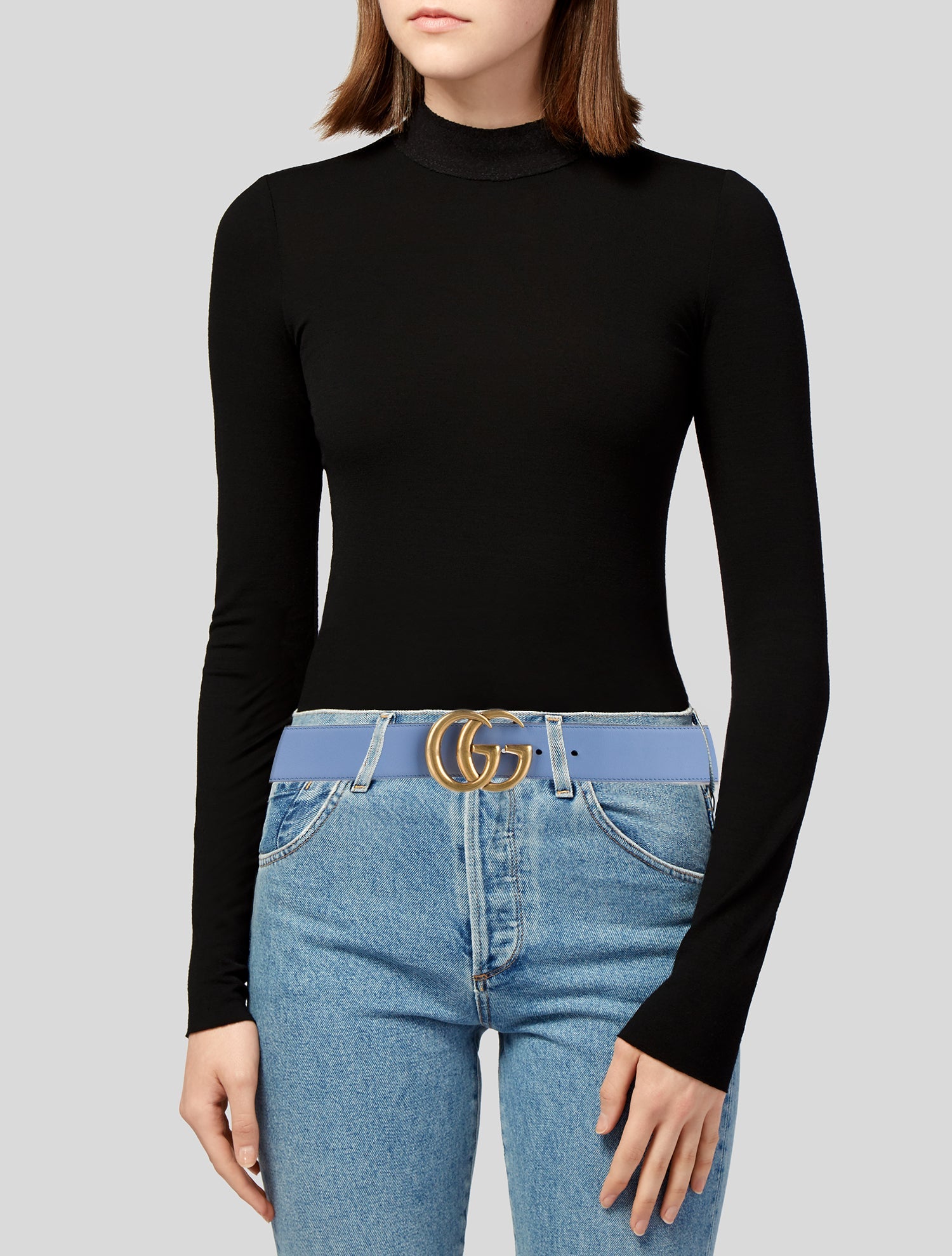 Gucci Double G Logo Leather Belt